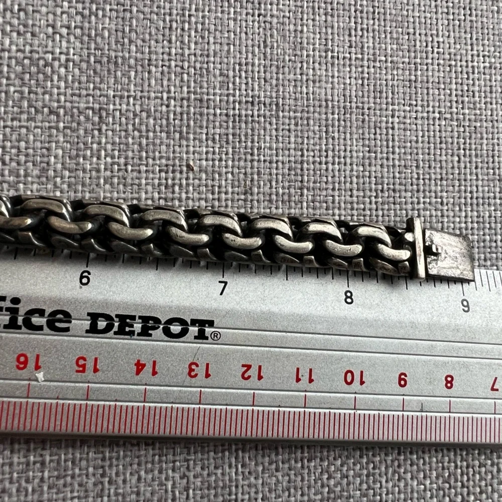 Vintage Sterling Silver Chain Bracelet 8.5in 66.6g Mexico